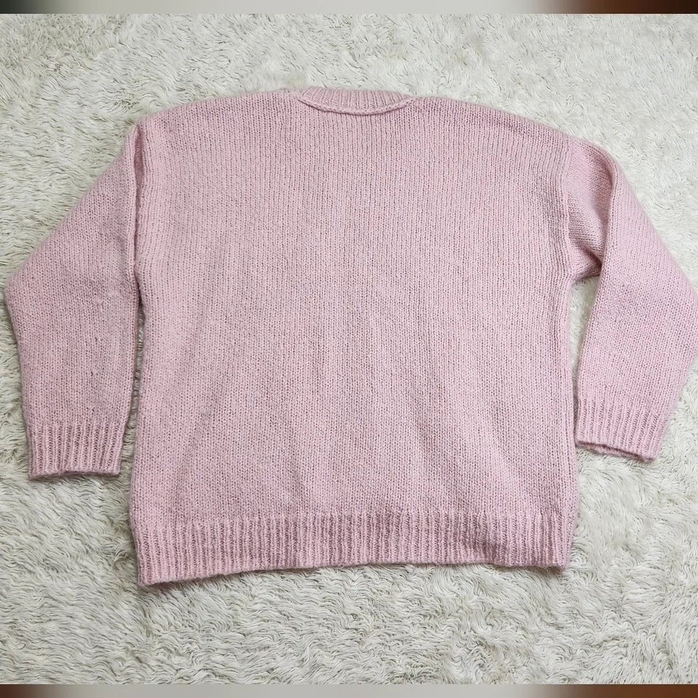 J. CREW Button Shoulder Crew neck Sweater Pale Blush (Large/XL) Alpaca/Wool Blnd